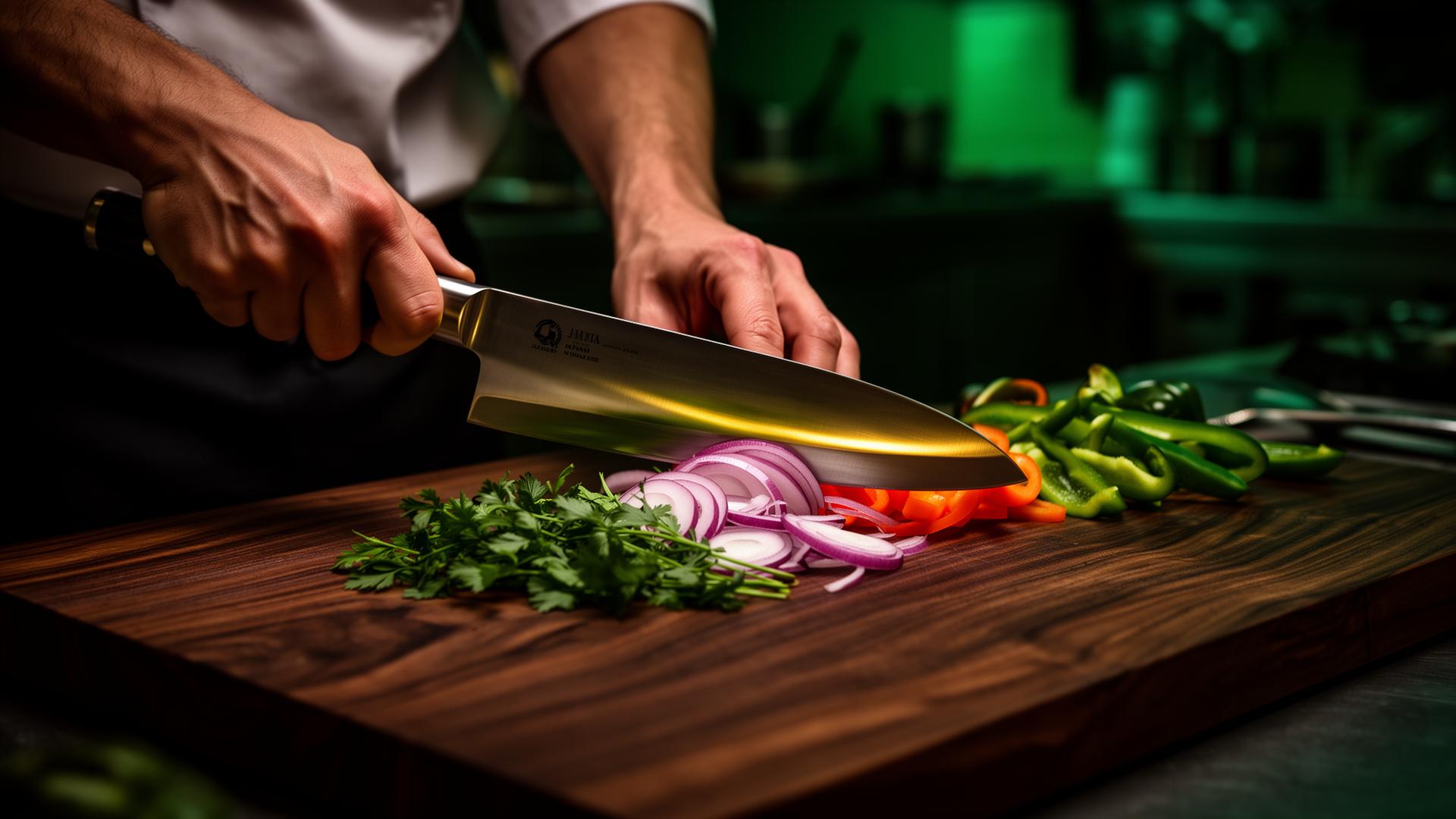 Chef holding a freshly sharpened knife